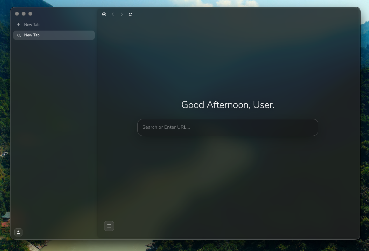 Axis Browser with sidebar tabs browsing the open-source GitHub repository